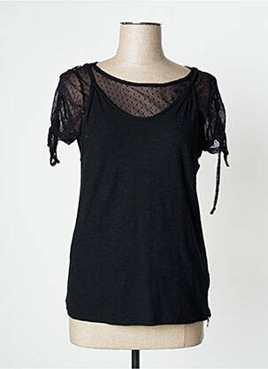 Top tissage jersey manches courtes noir AKELA KEY femme