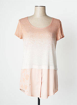 Pull tunique stretch manches courtes orange AKELA KEY femme