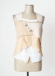 Top tissage jersey sans manche beige ENJOY femme