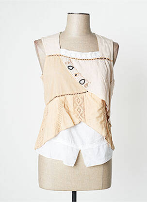 Top col carré sans manche beige ENJOY femme