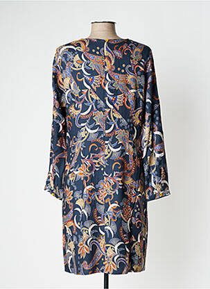 Robe mi-longue manches longues manches longues bleu PAUSE CAFE femme