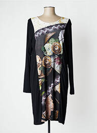 Robe mi-longue imprimé fantaisie manches longues noir TWEF femme