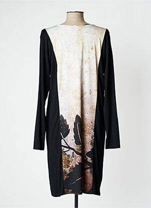 Robe mi-longue imprimé fantaisie manches longues noir TWEF femme