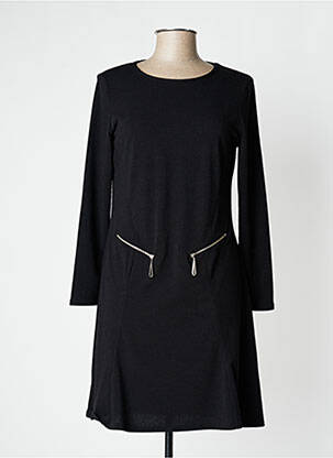 Robe mi-longue manches longues manches longues noir MARBLE femme