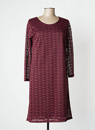 Robe mi-longue manches 3/4 manches 3/4 rouge PLURIELLES femme