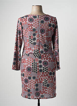 Robe mi-longue imprimé fantaisie manches longues rouge PLURIELLES femme