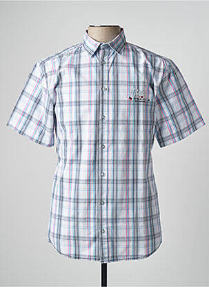 Chemise manches courtes imprimé carreaux bleu THALASSA homme