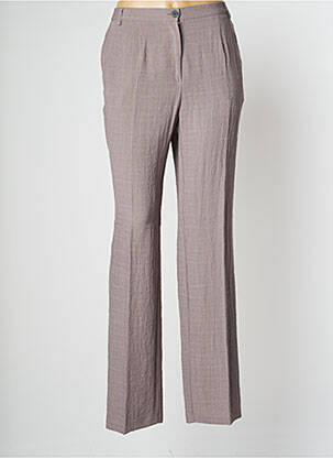 Pantalon droit tissage crêpe taille haute marron TELMAIL femme