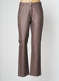 Pantalon droit tissage crêpe taille normale marron THALASSA femme
