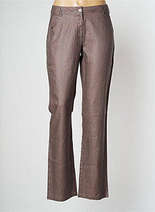 Pantalon droit tissage crêpe taille normale marron THALASSA femme