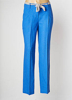 Pantalon chino fermeture zippée sous rabat boutonné taille haute bleu MAE MAHE femme