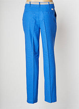 Pantalon chino fermeture zippée sous rabat boutonné taille haute bleu MAE MAHE femme