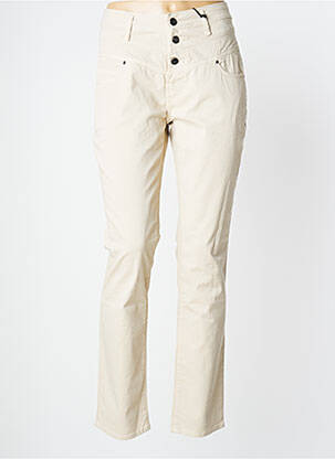 Pantalon slim taille haute taille haute beige IMPAQT femme