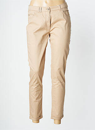 Pantalon 7/8 tissage popeline taille normale beige FLEUR DE SEL femme