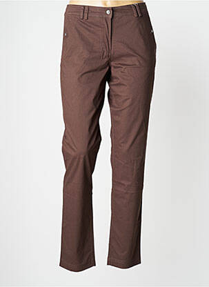 Pantalon chino tissage popeline marron EL INTERNATIONALE femme