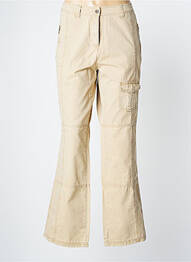 Pantalon droit tissage popeline taille normale beige KIPLAY femme