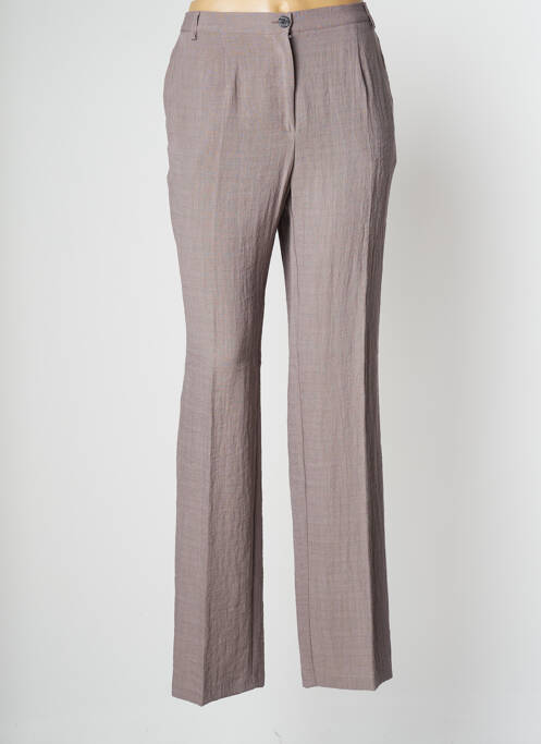Pantalon droit tissage crêpe taille haute marron TELMAIL femme