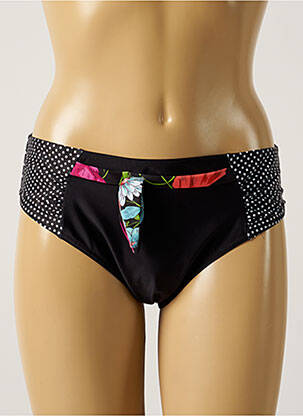 Bas de maillot de bain effet matière satinée culotte noir ROSE POMME femme
