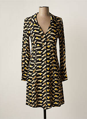Robe mi-longue manches longues manches longues jaune SEE THE MOON femme