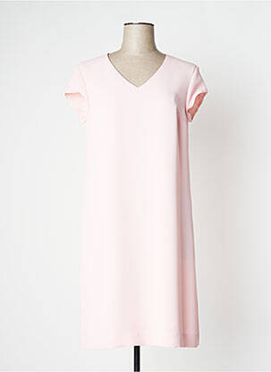 Robe mi-longue tissage crêpe manches courtes rose WEILL femme