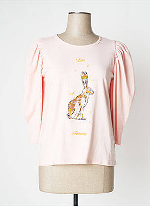 Top tissage jersey manches 3/4 rose LOIS femme