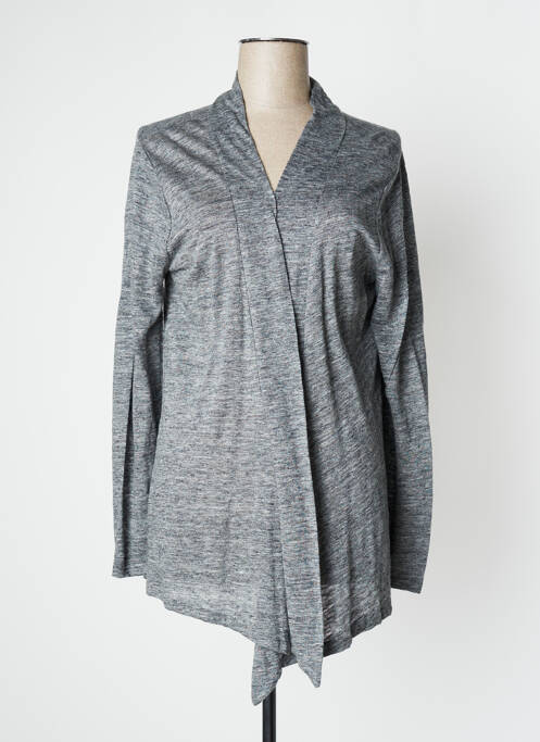 Gilet manches longues col châle gris J & W femme