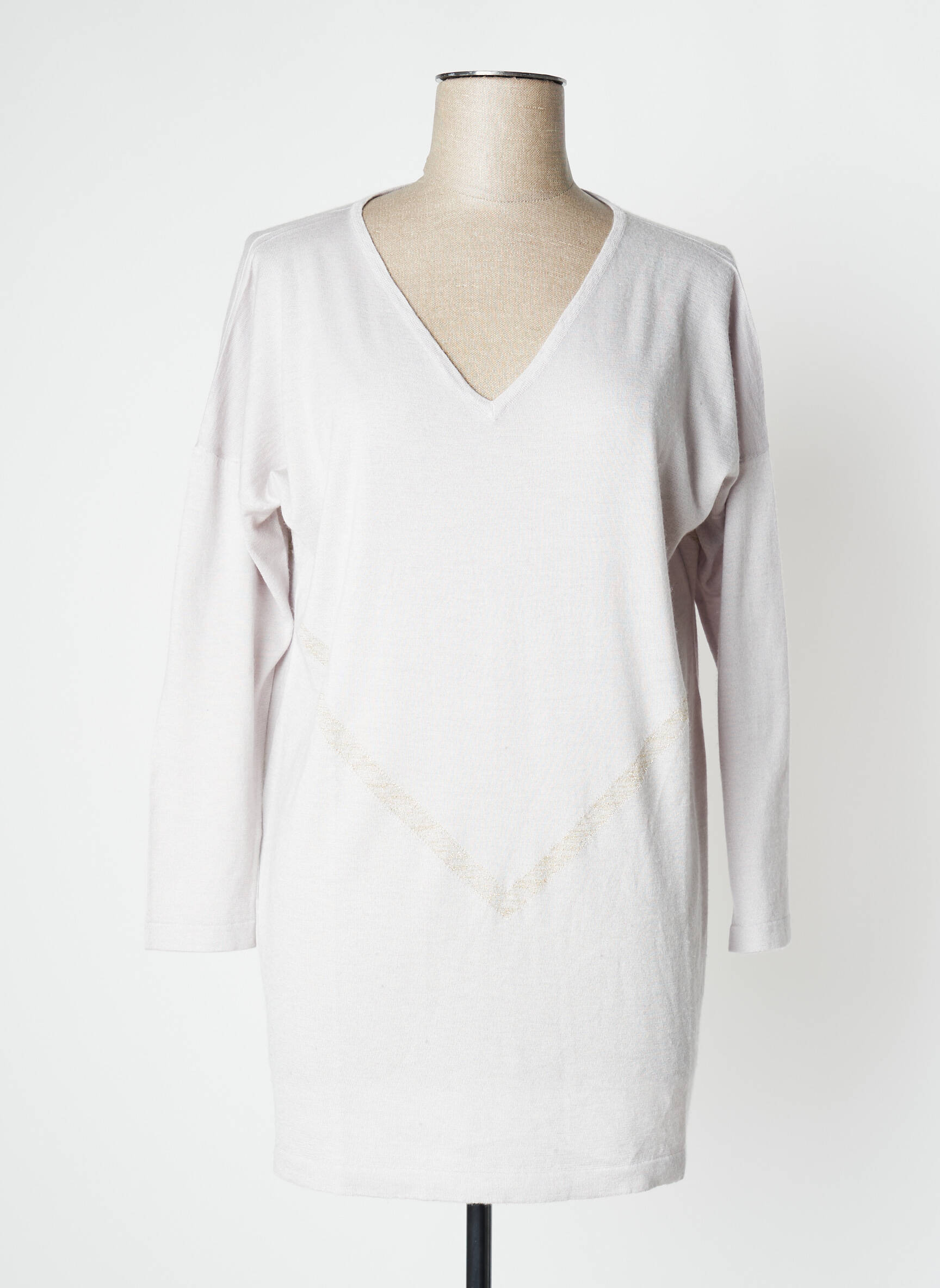 Pull Col V Beige Montagut Femme 2318986-beige0 Modz