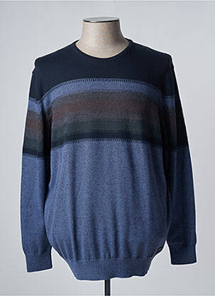 Pull tissage chiné manches longues bleu STATE OF ART homme