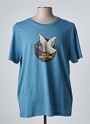 T-shirt bleu CHEVIGNON pour homme