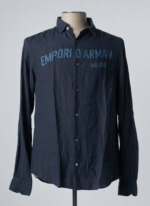 Chemise manches longues bleu EMPORIO ARMANI pour homme