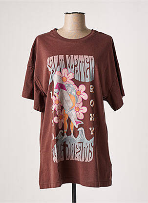 T-shirt sérigraphie manches courtes marron ROXY femme