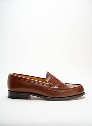 Mocassins tissage satiné talon bas marron JOHANN homme