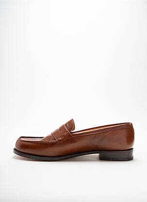 Mocassins tissage satiné talon bas marron JOHANN homme