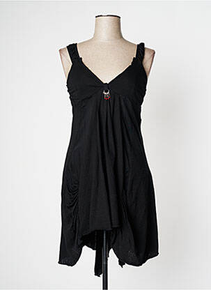 Robe mi-longue col v fines bretelles noir HIGH femme