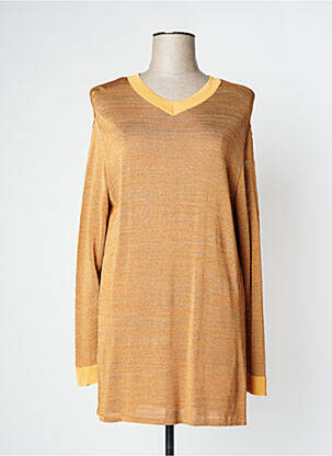 Pull tunique tissage chiné manches longues orange TIKI TIRAWA femme