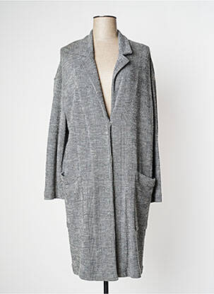 Manteau long fermeture pressionnée sans capuche gris MANILA GRACE femme