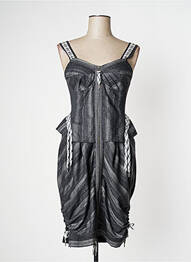Robe mi-longue col v fines bretelles gris INDIES femme