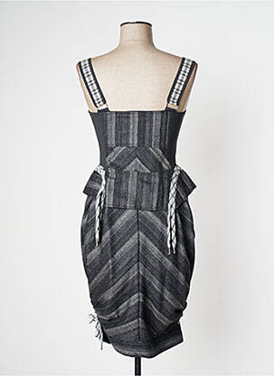 Robe mi-longue col v fines bretelles gris INDIES femme