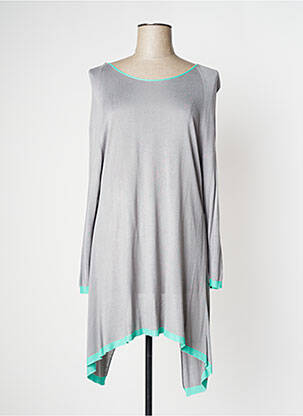 Pull tunique col rond manches longues gris MANILA GRACE femme