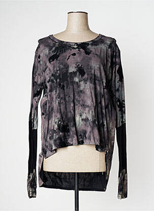 Top imprimé fantaisie manches longues gris HIGH femme