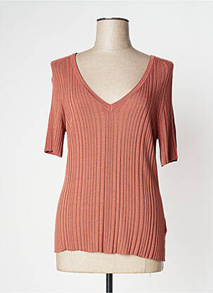 Pull coupe cintrée manches courtes rose IVKO femme