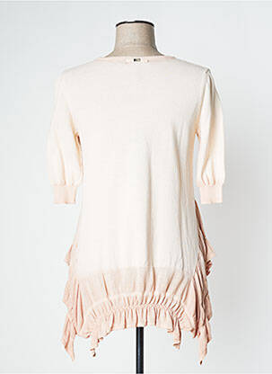 Pull tunique col rond manches courtes beige HIGH femme