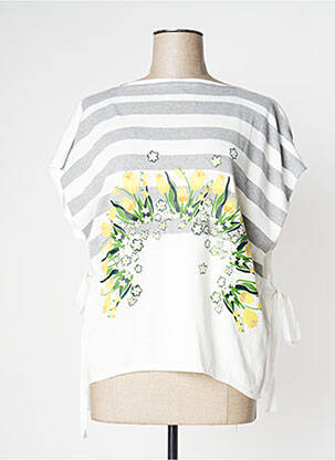 Pull col bateau manches courtes blanc HIGH femme