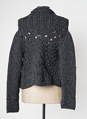 Gilet manches longues col châle gris TRICOT CHIC femme