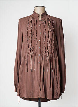 Chemisier tissage crêpe manches longues marron HIGH femme