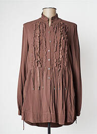 Chemisier tissage crêpe manches longues marron HIGH femme