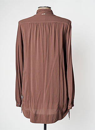 Chemisier tissage crêpe manches longues marron HIGH femme