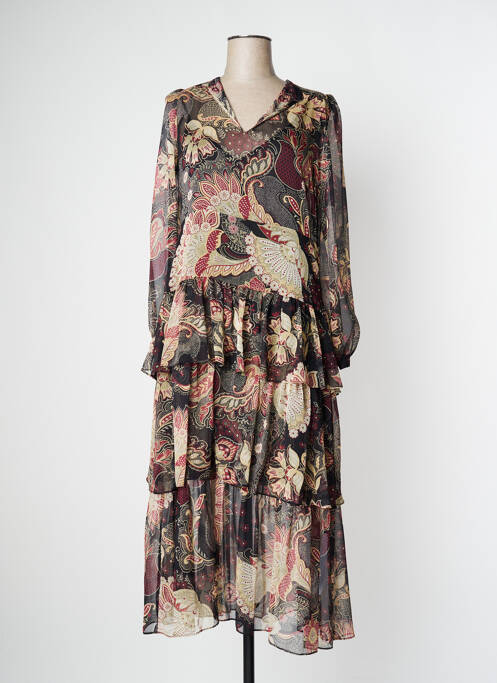 Robe longue imprimé fleurs manches longues noir TWINSET femme