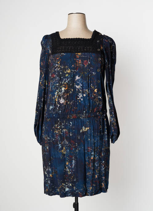 Robe mi-longue imprimé fantaisie manches longues bleu HIGH femme