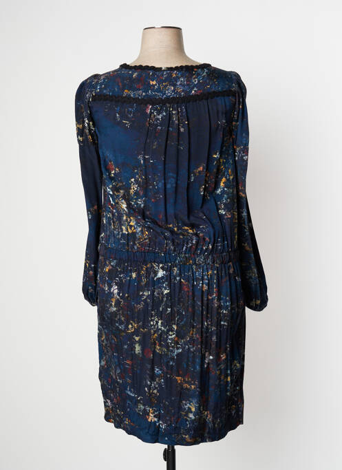 Robe mi-longue imprimé fantaisie manches longues bleu HIGH femme